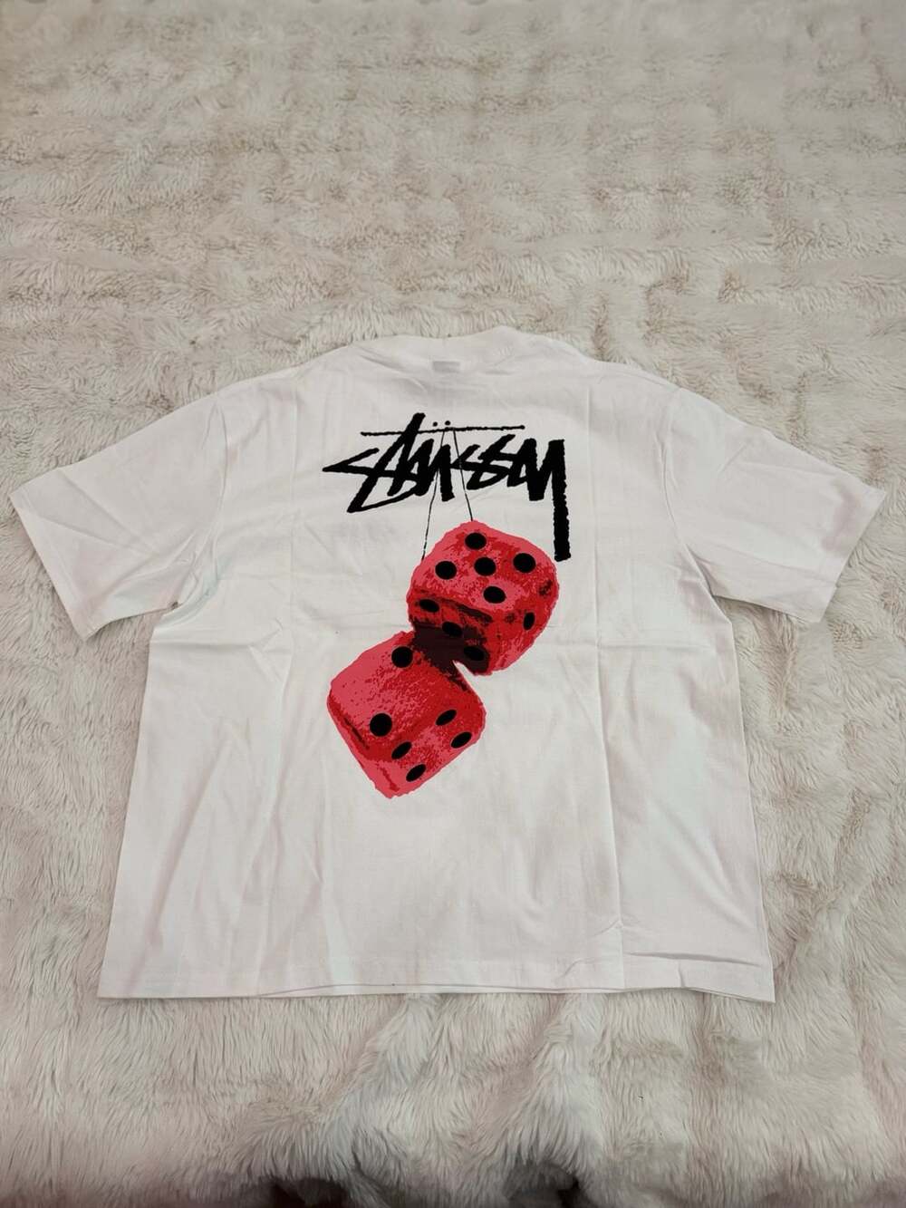 Stussy Fuzzy Dice T-Shirt Size X-Large White